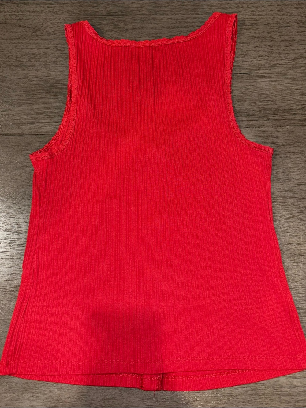 aerie Red Ribbed Button-Front Tank - Picture 4 of 4